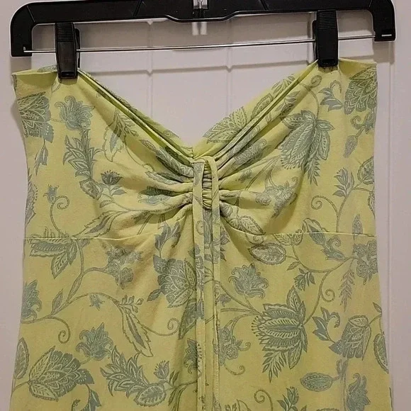 Patagonia Dress Halter Neck Tie Green Floral Size Medium - Picture 2 of 6